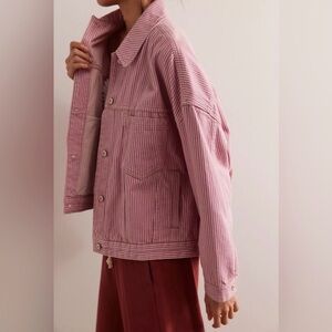 Free People We The Free Opal Swing Railroad Jacket Dried Roses Stripe Large